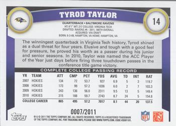 2011 Topps - Gold #14 Tyrod Taylor Back