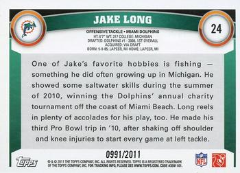 2011 Topps - Gold #24 Jake Long Back