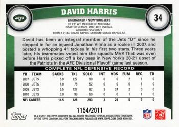 2011 Topps - Gold #34 David Harris Back