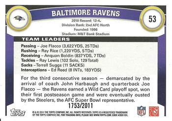 2011 Topps - Gold #53 Baltimore Ravens Back