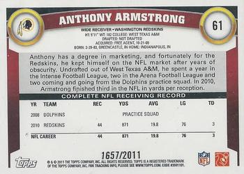 2011 Topps - Gold #61 Anthony Armstrong Back