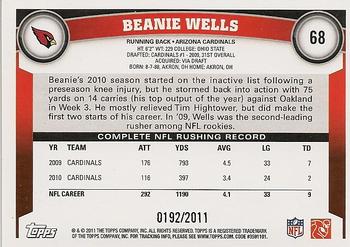 2011 Topps - Gold #68 Beanie Wells Back