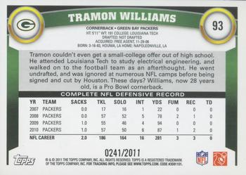 2011 Topps - Gold #93 Tramon Williams Back