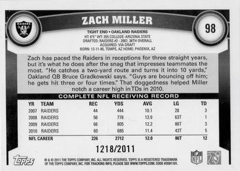 2011 Topps - Gold #98 Zach Miller Back