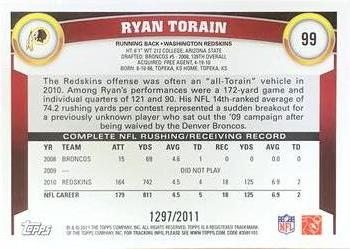 2011 Topps - Gold #99 Ryan Torain Back