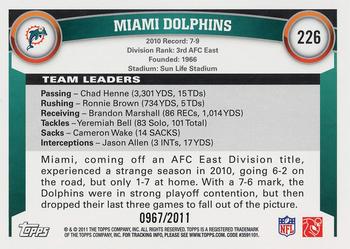 2011 Topps - Gold #226 Miami Dolphins Back