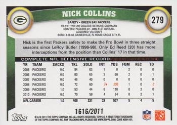 2011 Topps - Gold #279 Nick Collins Back
