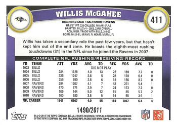 2011 Topps - Gold #411 Willis McGahee Back