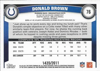 2011 Topps - Gold #76 Donald Brown Back
