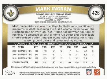 2011 Topps - Rookie Autographs #426 Mark Ingram Back