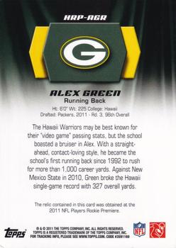 2011 Topps - Rookie Patch #HRP-AGR Alex Green Back