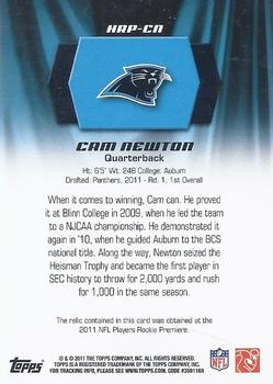 2011 Topps - Rookie Patch #HRP-CN Cam Newton Back