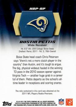 2011 Topps - Rookie Patch #HRP-AP Austin Pettis Back