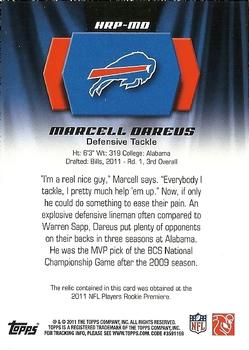 2011 Topps - Rookie Patch #HRP-MD Marcell Dareus Back
