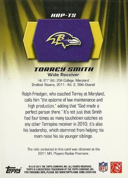 2011 Topps - Rookie Patch #HRP-TS Torrey Smith Back