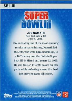 2011 Topps - Super Bowl Legends #SBL-III Joe Namath Back