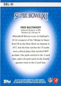 2011 Topps - Super Bowl Legends #SBL-XI Fred Biletnikoff Back