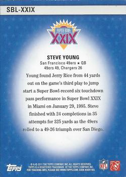 2011 Topps - Super Bowl Legends #SBL-XXIX Steve Young Back