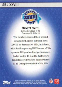 2011 Topps - Super Bowl Legends #SBL-XXVIII Emmitt Smith Back