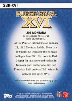 2011 Topps - Super Bowl Legends Jerseys #SBR-XVI Joe Montana Back