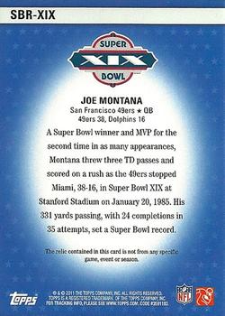 2011 Topps - Super Bowl Legends Jerseys Gold #SBR-XIX Joe Montana Back