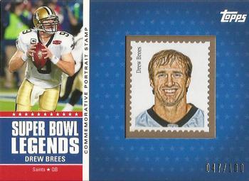 2011 Topps - Super Bowl Legends Player Stamps #SBPS-XLIV Drew Brees Front