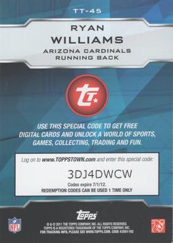 2011 Topps - ToppsTown #TT-45 Ryan Williams Back