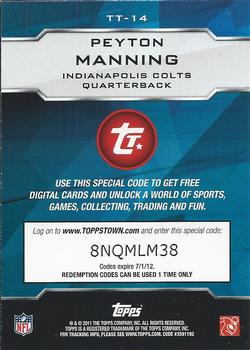 2011 Topps - ToppsTown #TT-14 Peyton Manning Back
