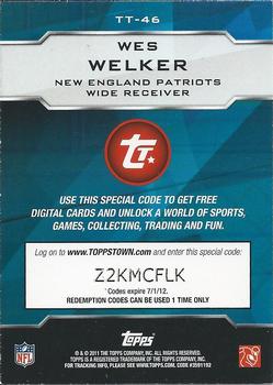 2011 Topps - ToppsTown #TT-46 Wes Welker Back