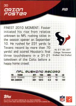 2011 Finest #30 Arian Foster Back