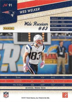 2011 Panini Threads #91 Wes Welker Back