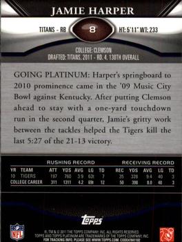 2011 Topps Platinum #8 Jamie Harper Back