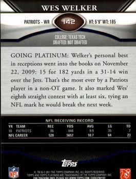 2011 Topps Platinum #142 Wes Welker Back