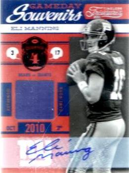 2011 Panini Timeless Treasures - Gameday Souvenirs 4th Quarter Autographs #5 Eli Manning Front