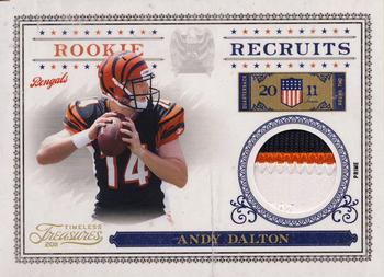 2011 Panini Timeless Treasures - Rookie Recruits Materials Prime #1 Andy Dalton Front