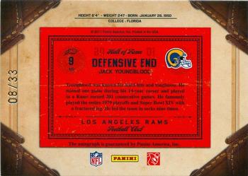 2011 Panini Timeless Treasures - Significant Signatures #9 Jack Youngblood Back