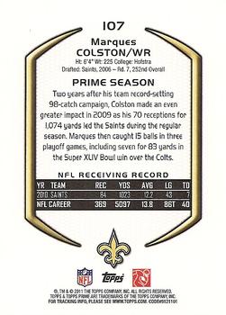 2011 Topps Prime #107 Marques Colston Back