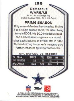 2011 Topps Prime #129 DeMarcus Ware Back