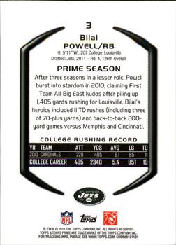 2011 Topps Prime #3 Bilal Powell Back