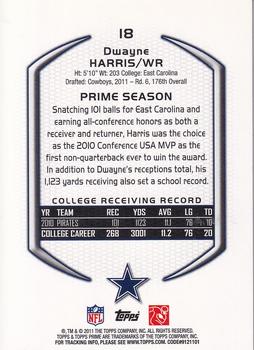 2011 Topps Prime #18 Dwayne Harris Back