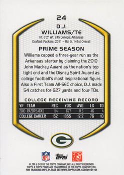 2011 Topps Prime #24 D.J. Williams Back