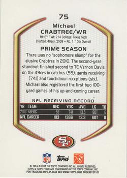 2011 Topps Prime #75 Michael Crabtree Back