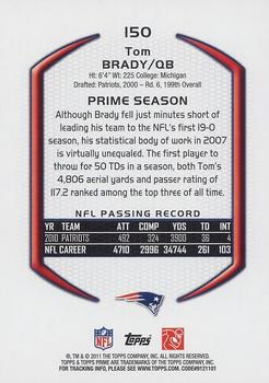 2011 Topps Prime #150 Tom Brady Back