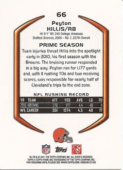 2011 Topps Prime #66 Peyton Hillis Back