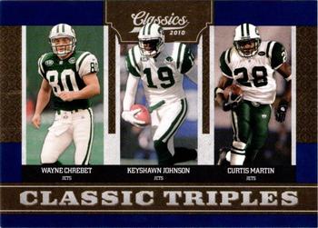 2010 Panini Classics - Classic Triples #3 Wayne Chrebet / Keyshawn Johnson / Curtis Martin  Front
