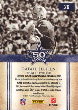 2010 Panini Classics - Cowboys 50th Anniversary #26 Rafael Septien Back