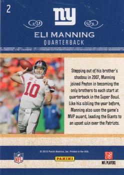 2010 Panini Classics - Dress Code #2 Eli Manning  Back