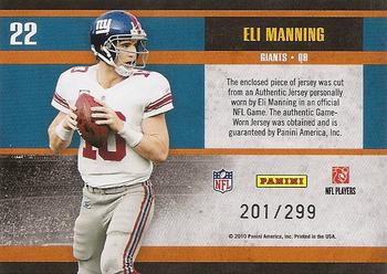 2010 Panini Classics - Monday Night Heroes Jerseys #22 Eli Manning Back