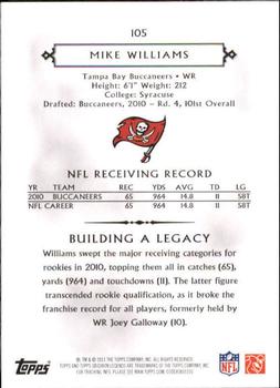 2011 Topps Gridiron Legends #105 Mike Williams Back