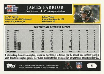 2006 Topps Pittsburgh Steelers Super Bowl XL Champions #4 James Farrior Back